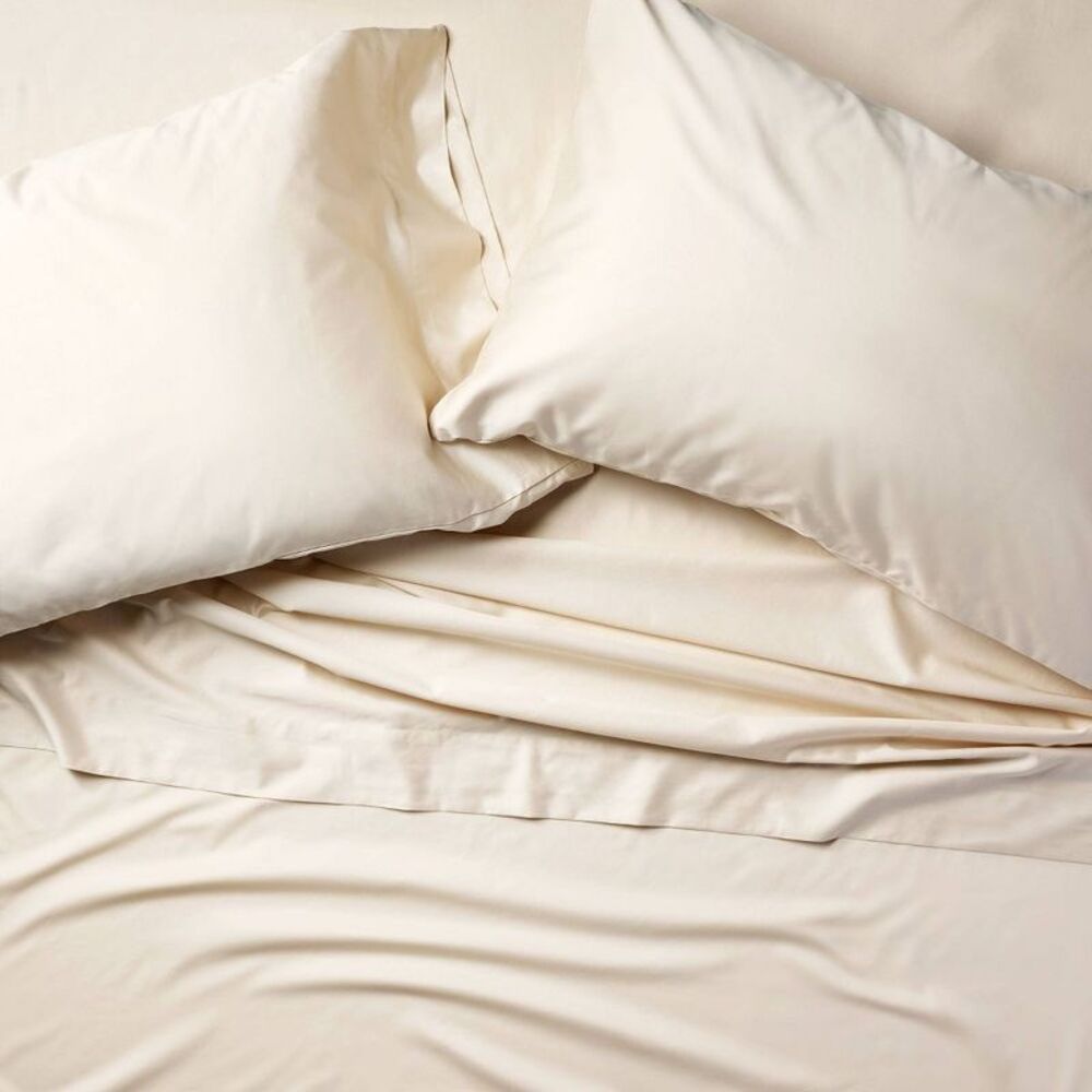 Queen 600 Thread Count Sateen Sheet Set Natural - Casaluna